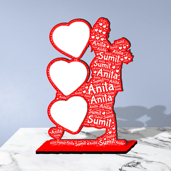High Gloss Wood Cut Out Photo Frame with Name