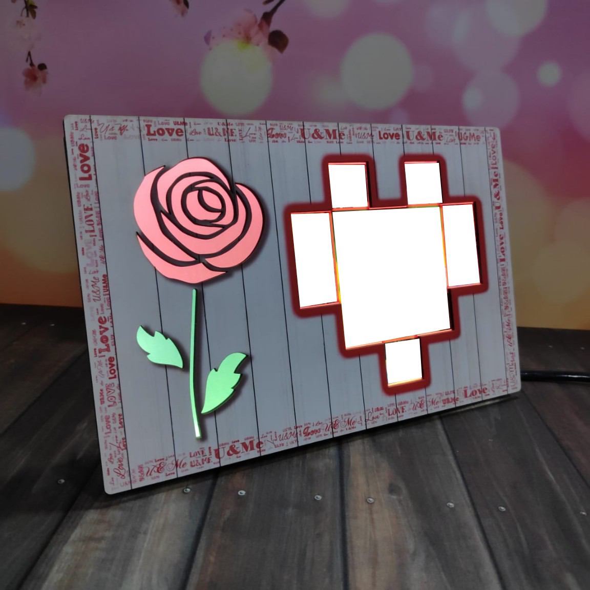 Red Rose LED Table Stand