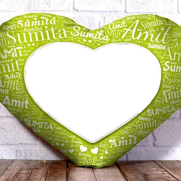 Heart Shape Name Mosaic Cushion