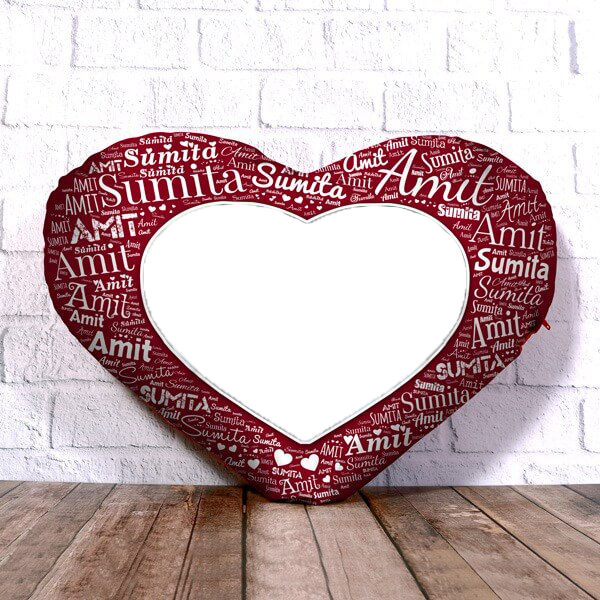 Heart Shape Name Mosaic Cushion