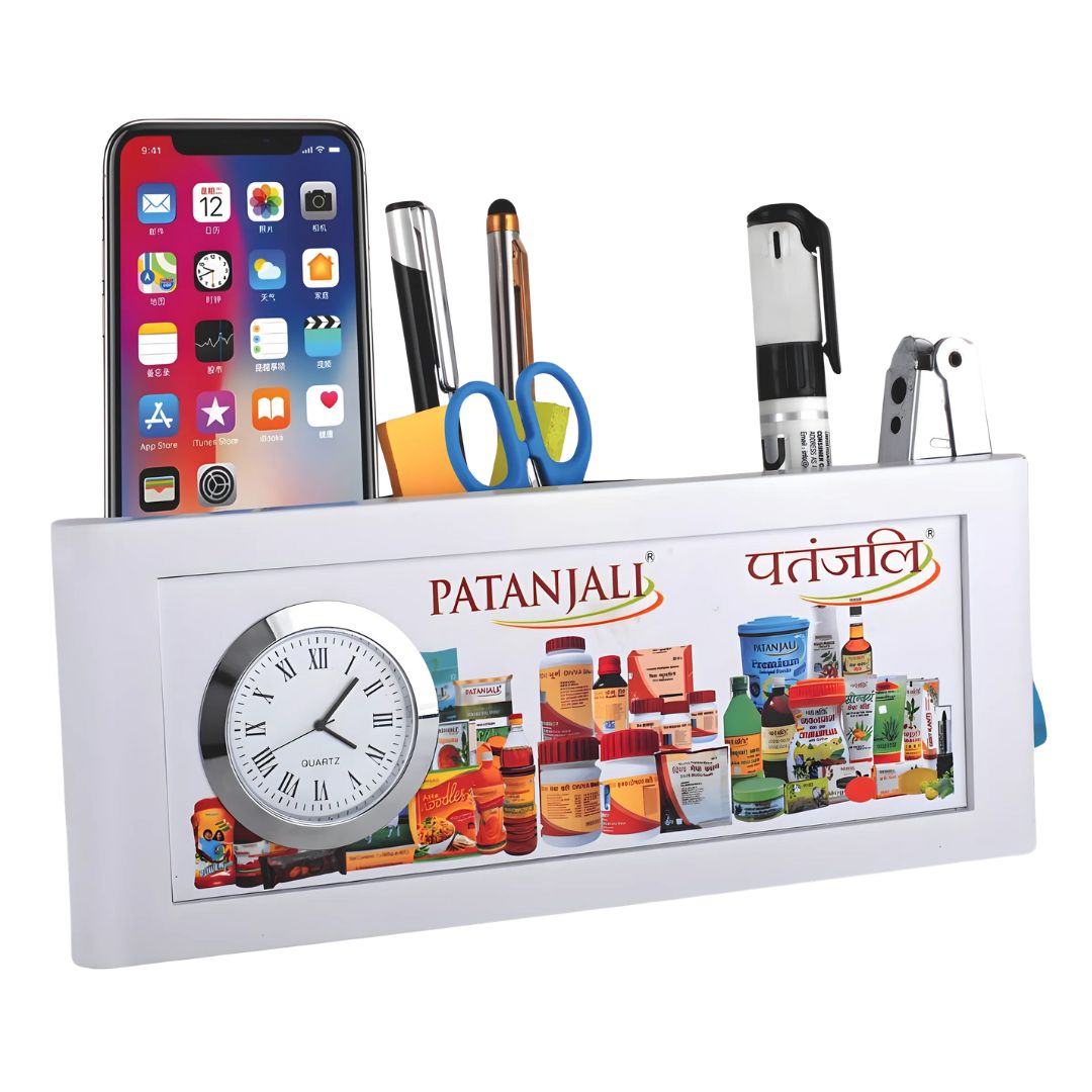Product image of A136 clock with tumbler showing full side branding area