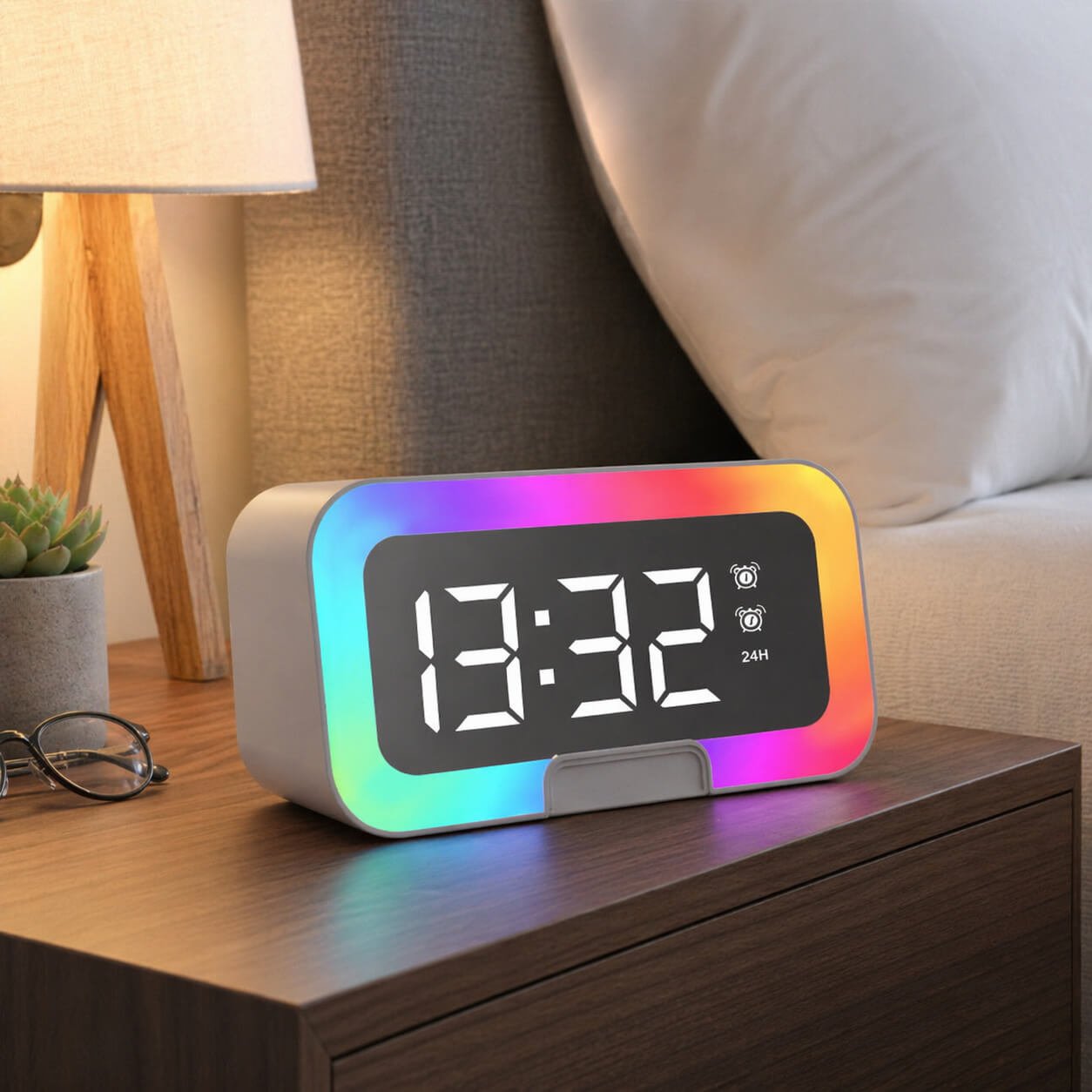 TimeWave Ultra: Large Clock with Bluetooth speaker, Mobile Stand & RGB Lights — corporate gift