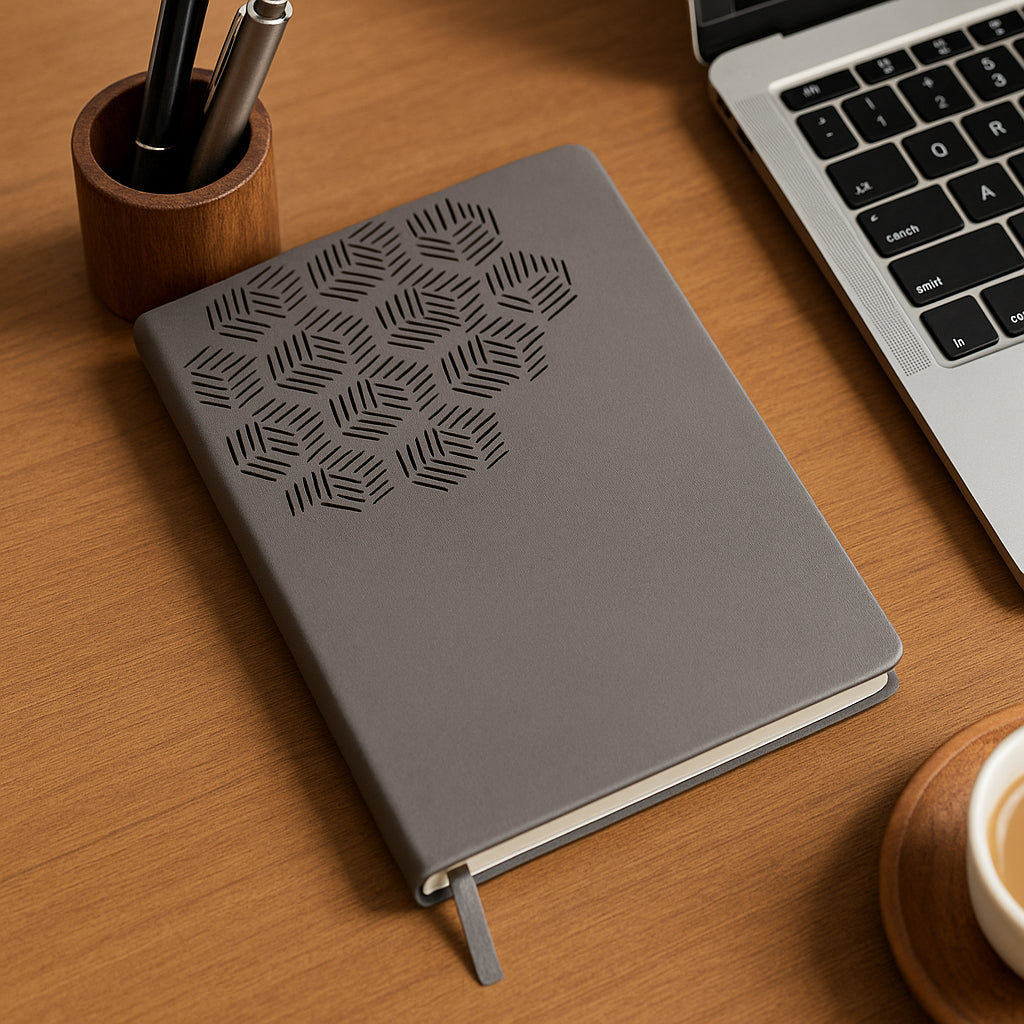 b167 Snowflake A5 Notebook with Memorandum and Bookmark Ribbon | HD texture PU