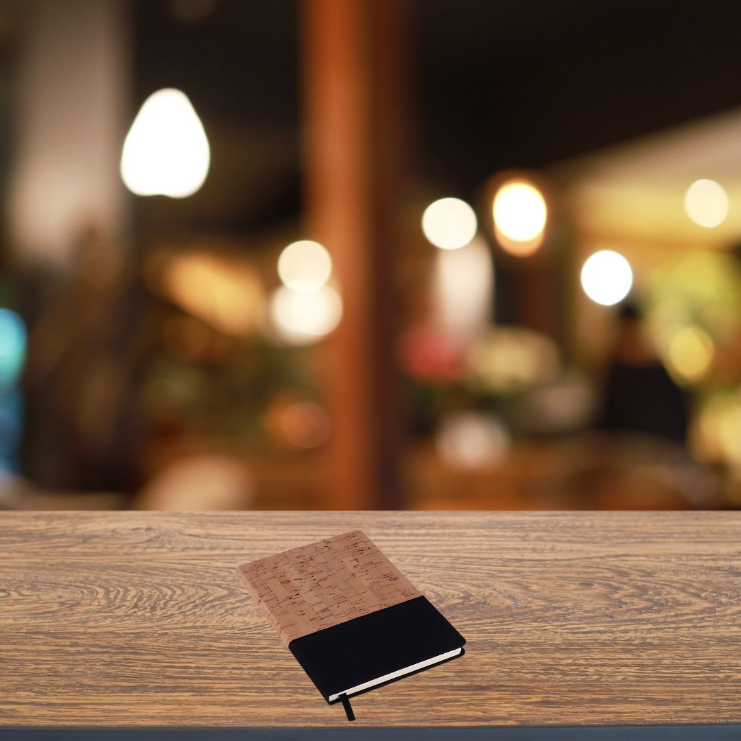 A5 eco-friendly wide cork and fabric notebook front cover
