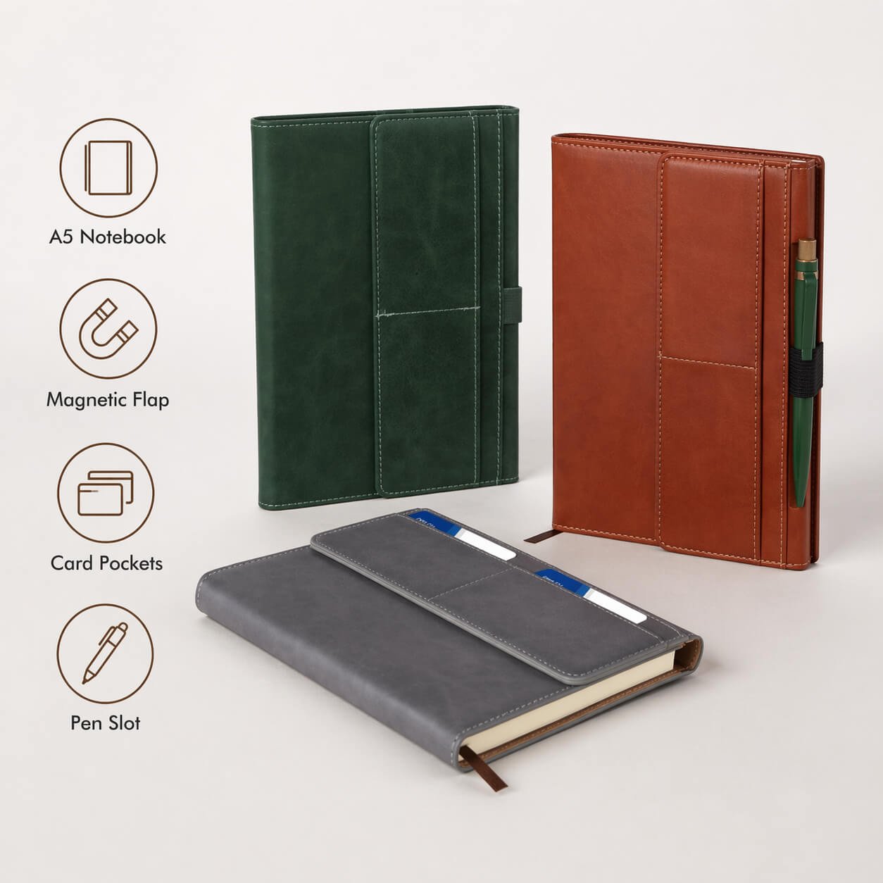 FoldBook Stash: A5 Notebook with magnetic flap closure — corporate gift