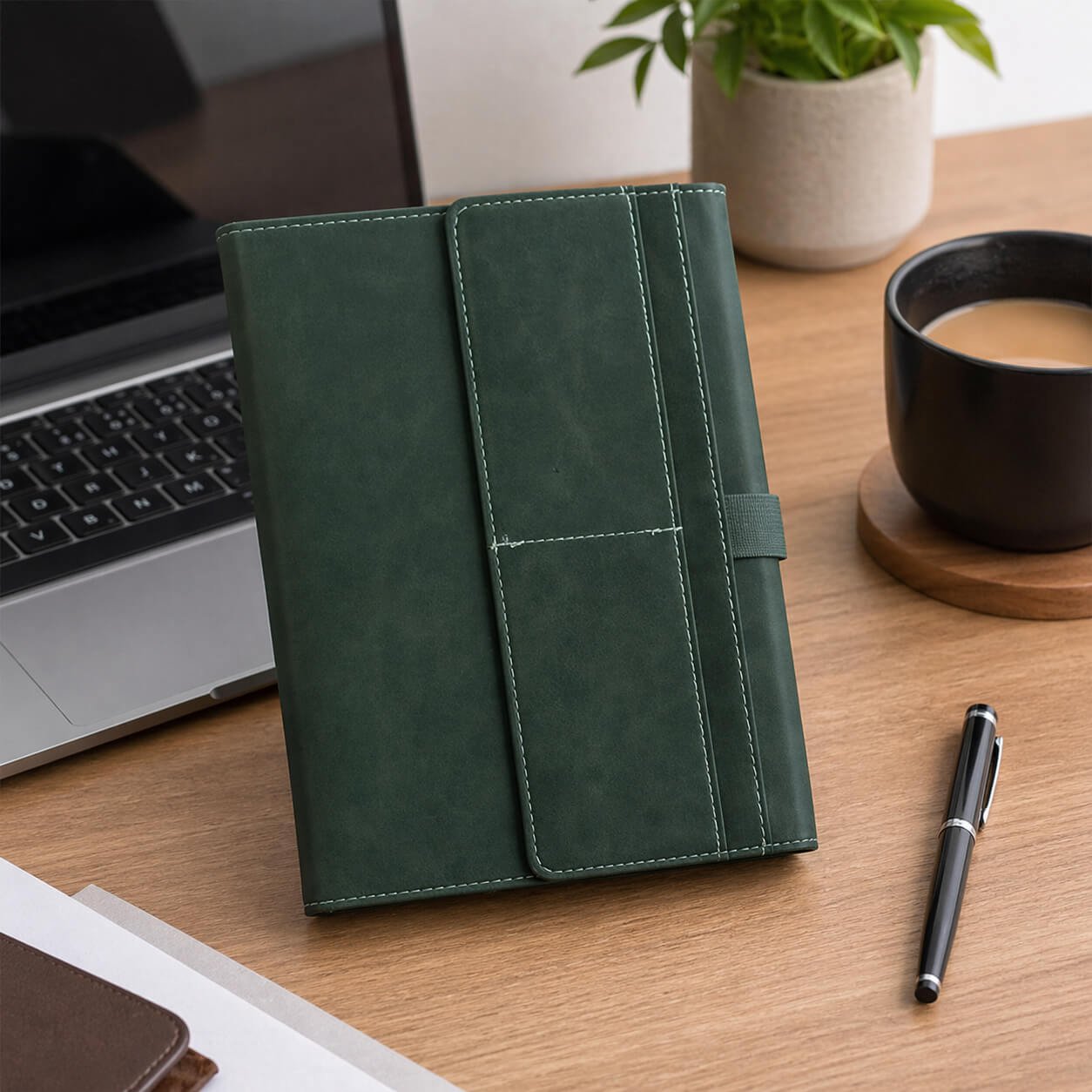 FoldBook Stash: A5 Notebook with magnetic flap closure Green — corporate gift