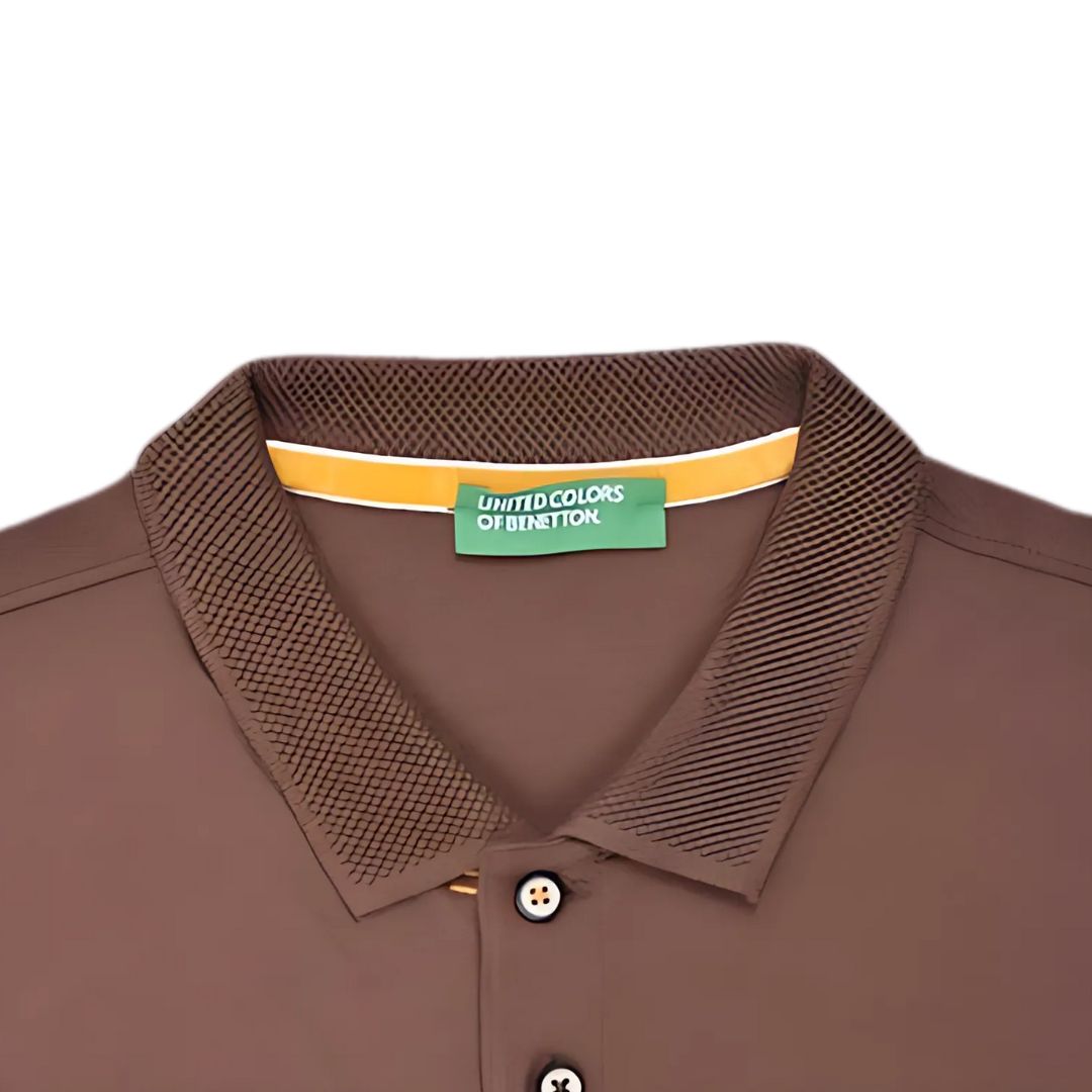 UCB Jacquard Collar Polo T-Shirt – Brown | 100% Cotton Comfort Wear