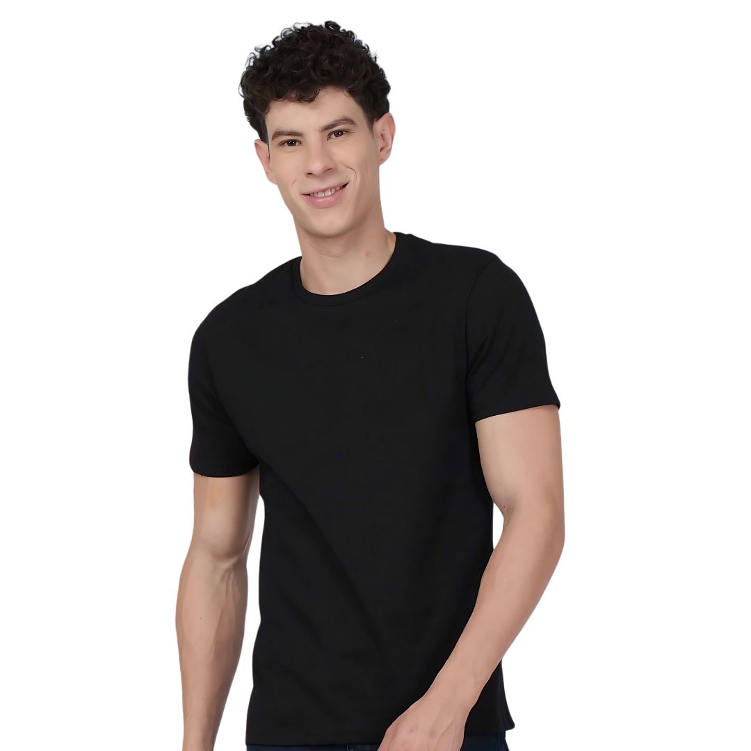 United Colors of Benetton black round neck t-shirt front view