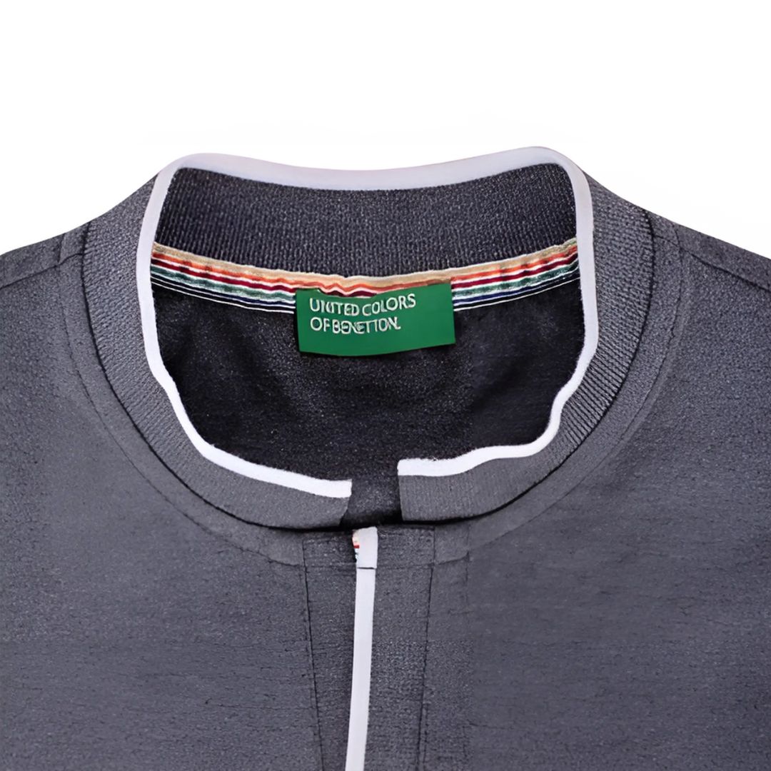 Benetton Jonny Collar Polo T-Shirt – Charcoal Grey