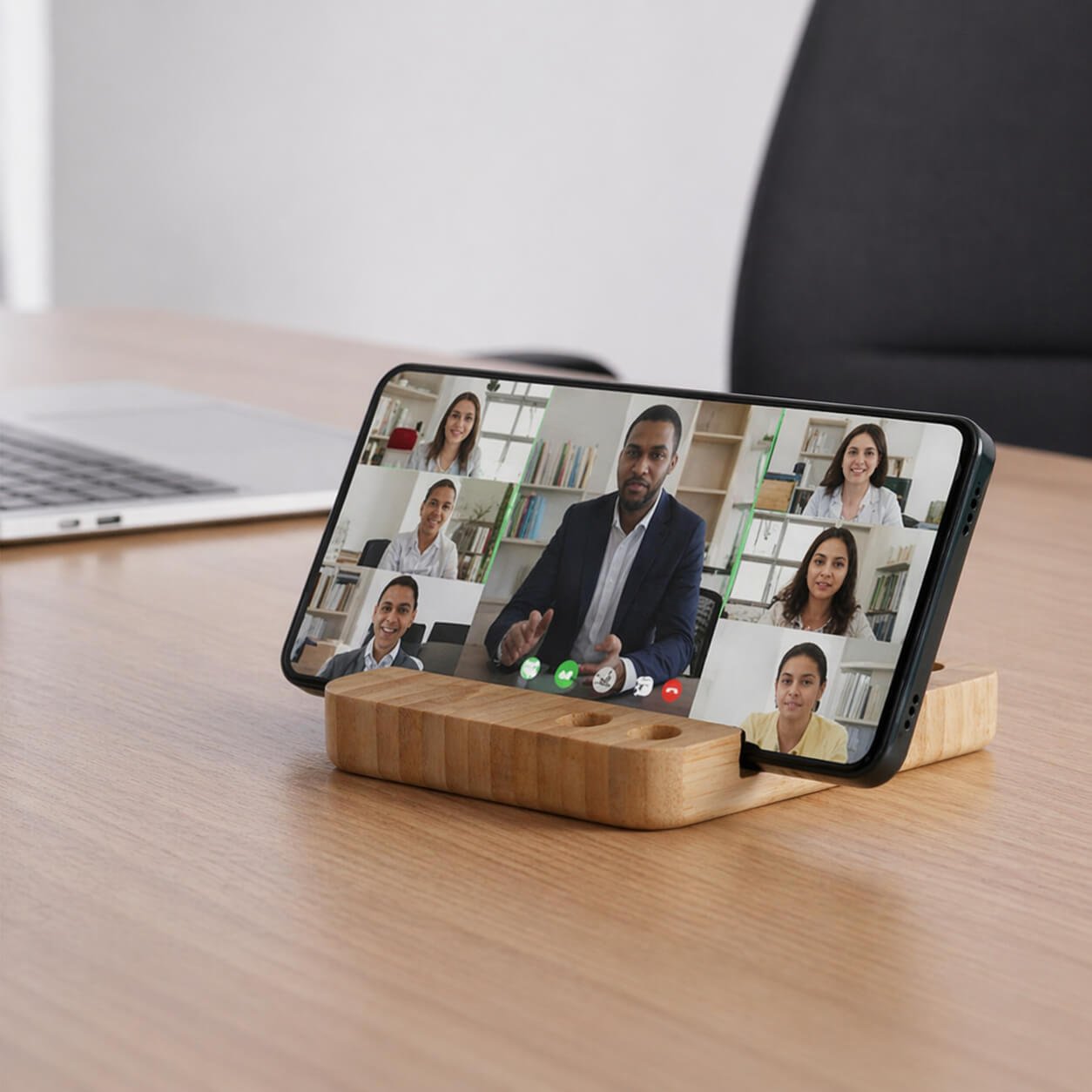 ZenCharge Glow: Bamboo Wireless Charger with Logo Highlight — corporate gift
