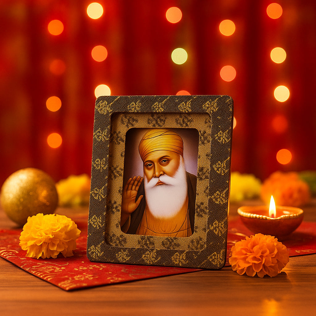 Decorative car photo frame with Guru Nanak portrait