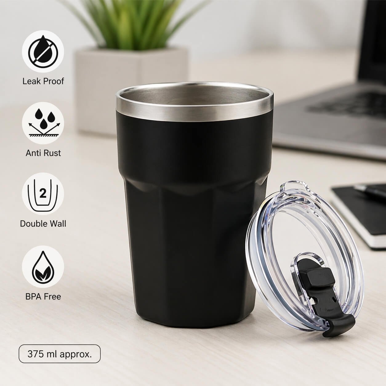 Brighto Shine : Rechargeable LED lamp Black — corporate gift