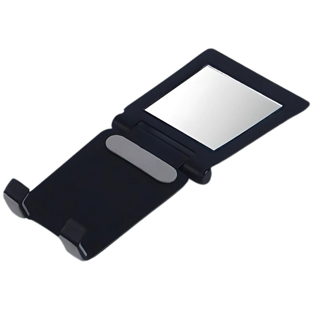 Adjustable metal mobile and tablet stand with anti-skid pads and mirror