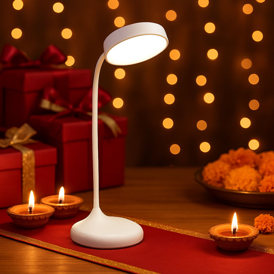 TapLite Dome rechargeable LED lamp on a wooden table in a modern home setting