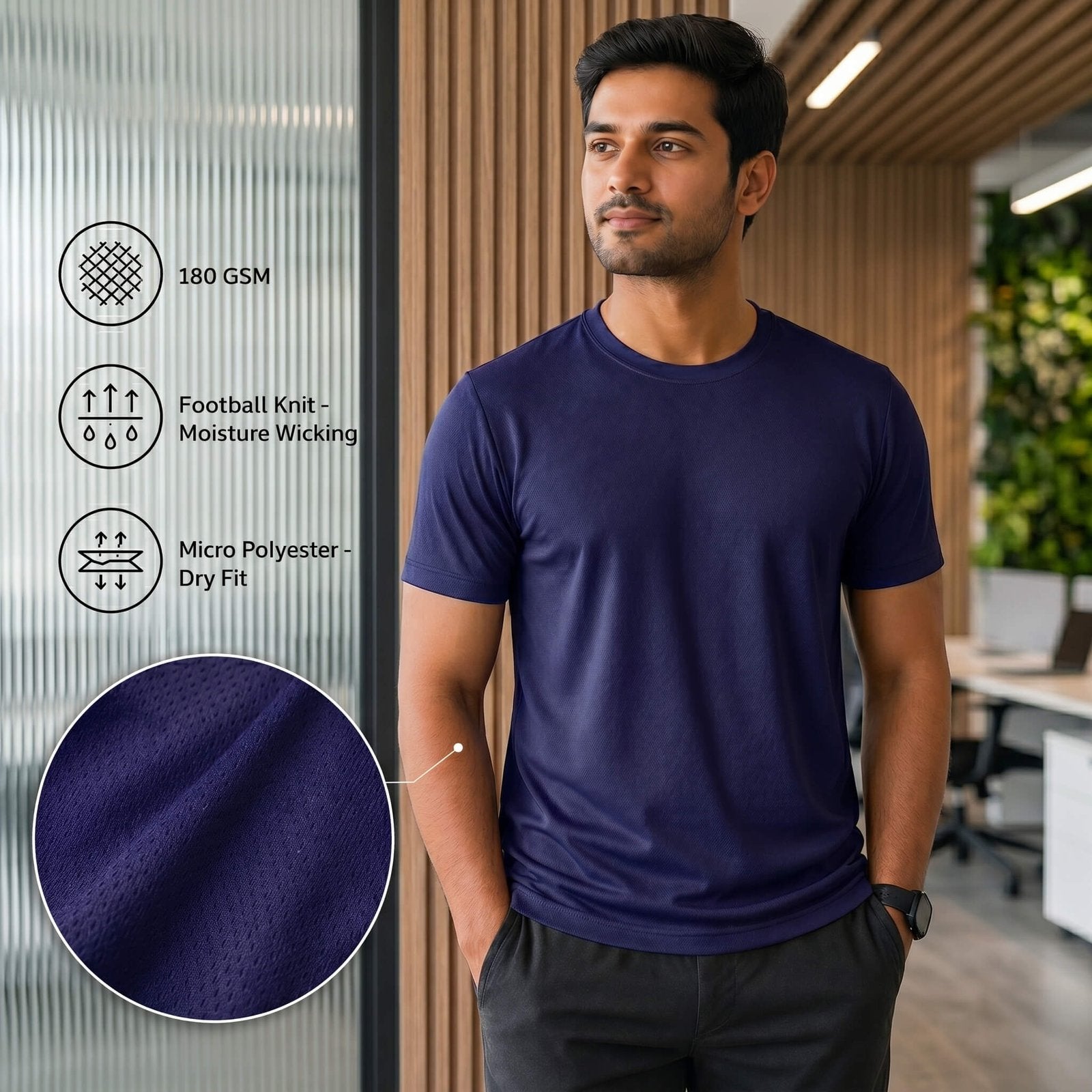 Falcon Navy Blue round-neck T-shirt for corporate gifting