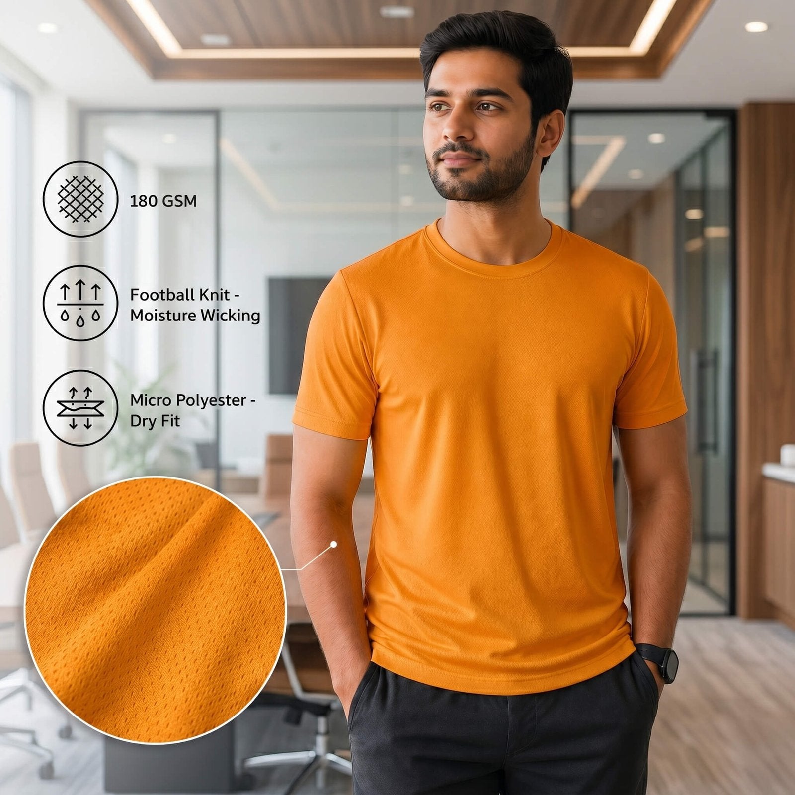 Falcon Orange round-neck T-shirt for corporate gifting