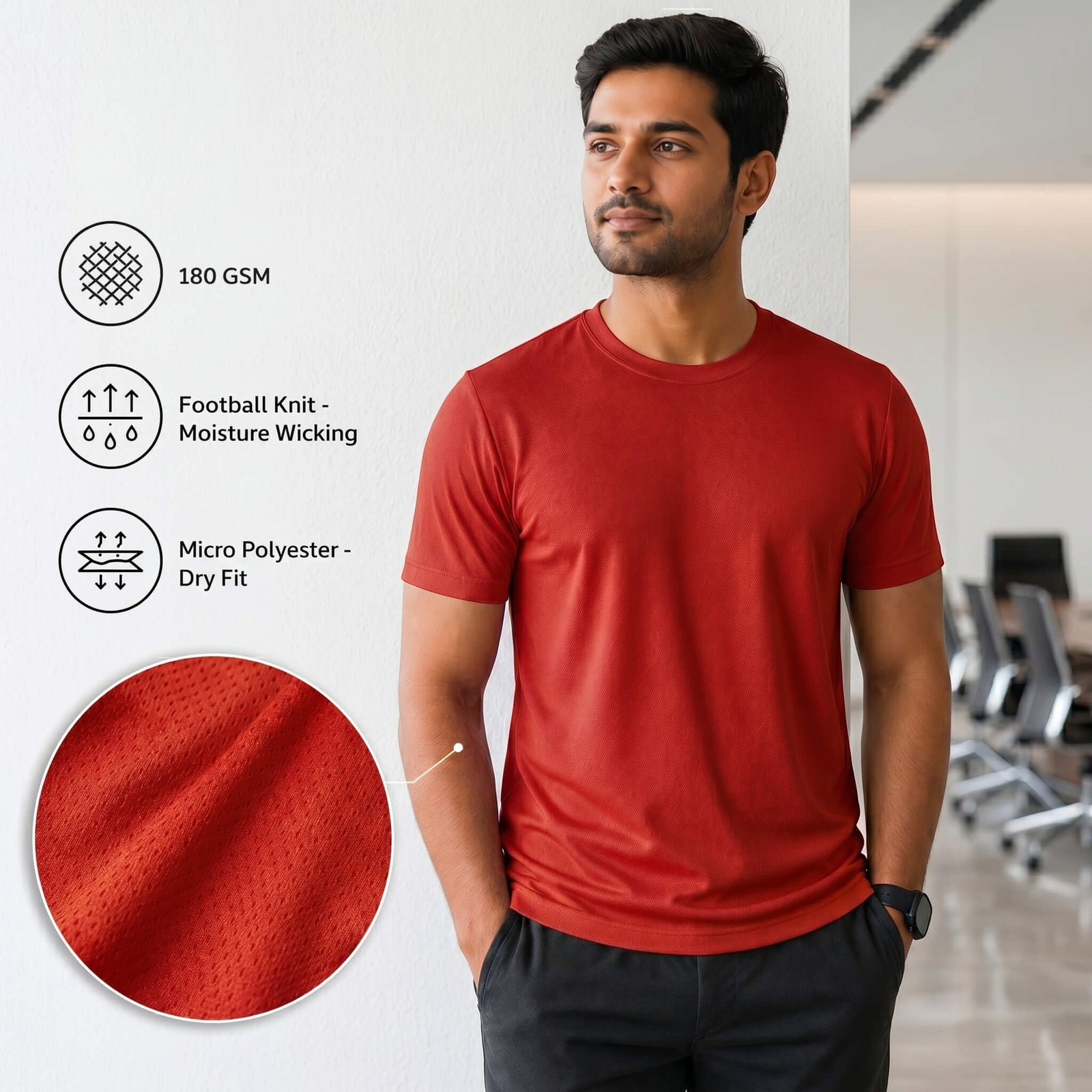 Falcon Football Knit Round Neck T-Shirt — Bulk Corporate Gifting & Custom Branding