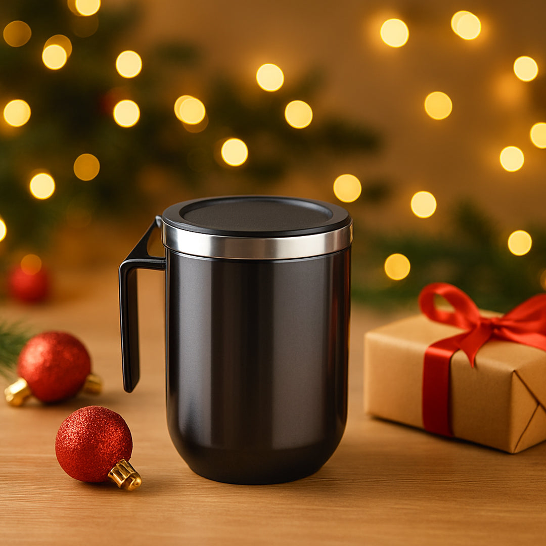 H229 Noble Stainless Steel Double Wall Coffee Mug with Pointy Handle (460ml, Leakproof)