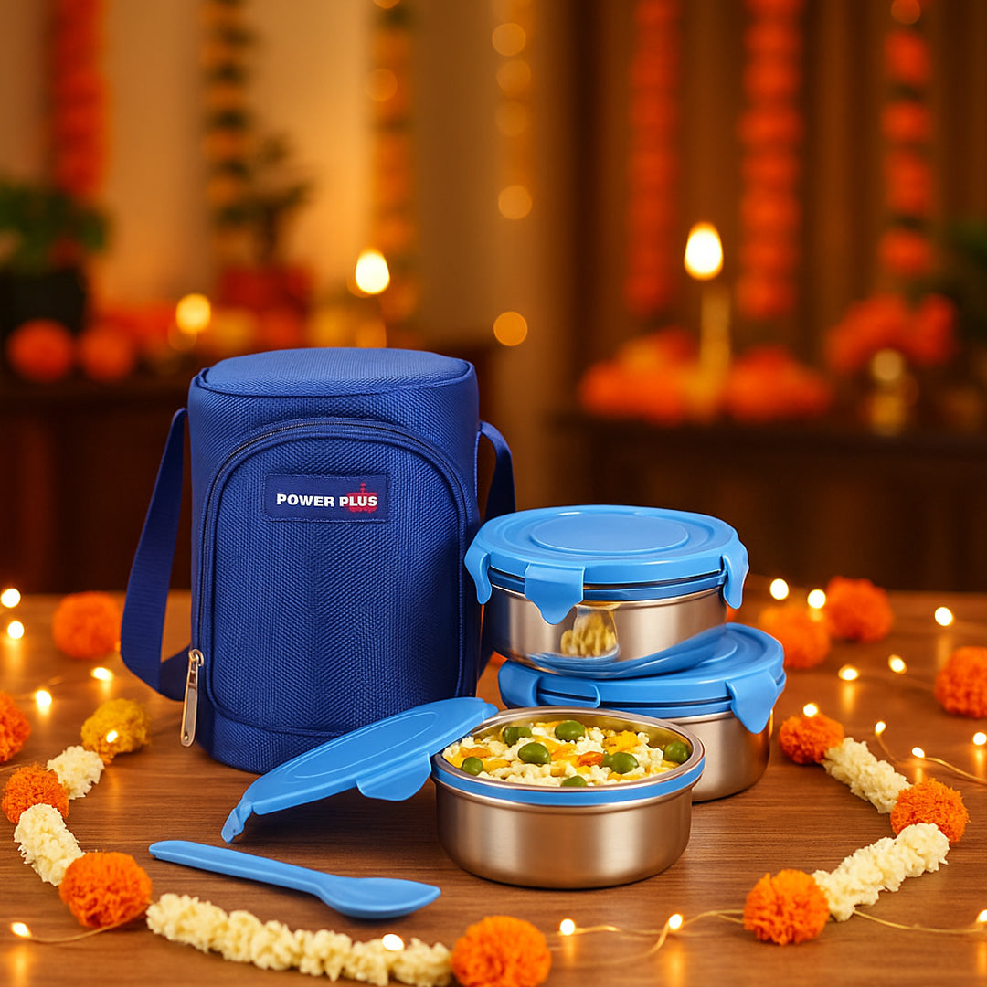 Power Plus Zippy Lunch Box Bag with 3 stainless steel containers – lifestyle view
