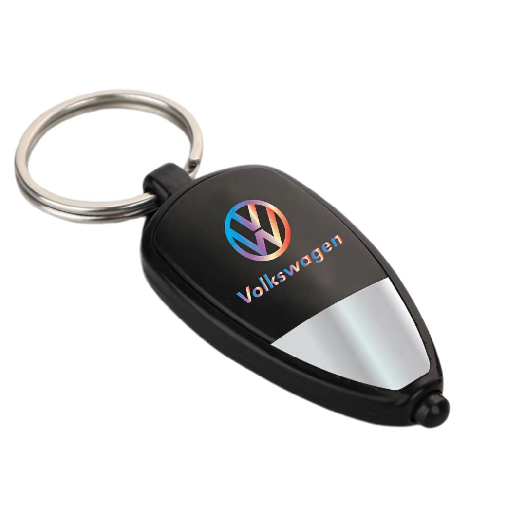 Branded keychain with Volkswagen logo and LED backlight
