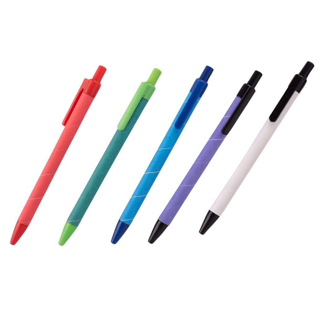 Eco-friendly paper barrel pens with colorful bodies
