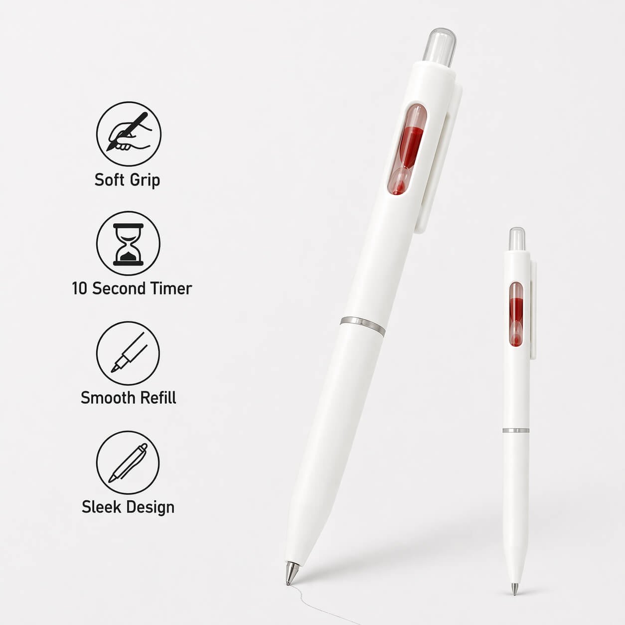 Sand timer pen with Soft grip Red — corporate gift