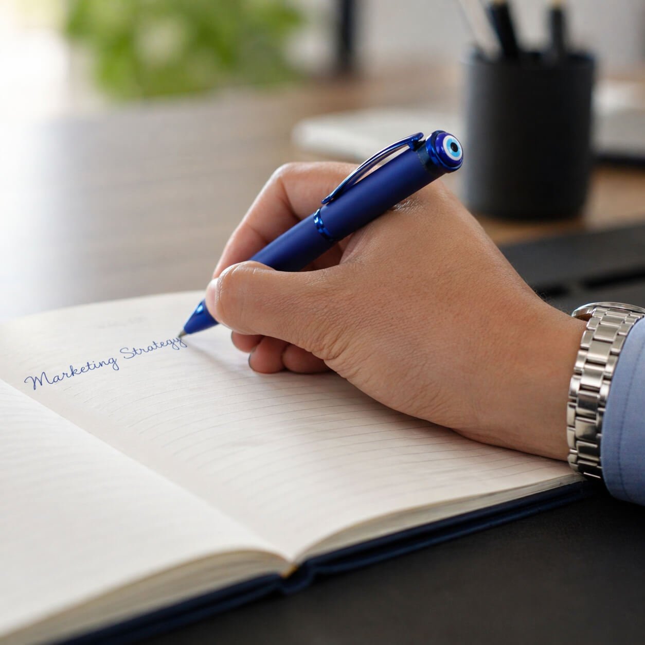Talisman: Metal Pen with Turkish Evil eye — corporate gift