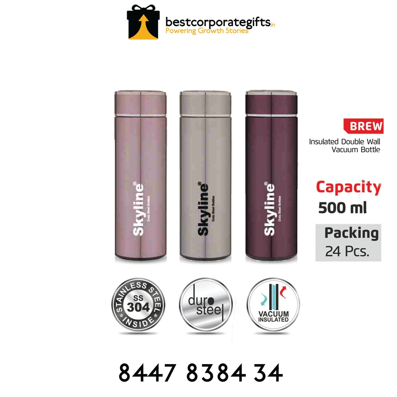 YuBingo Insulated Double Wall Vacuum Bottle-Brew - Corporate Drinkware Gift - Water Bottles by YuBingo