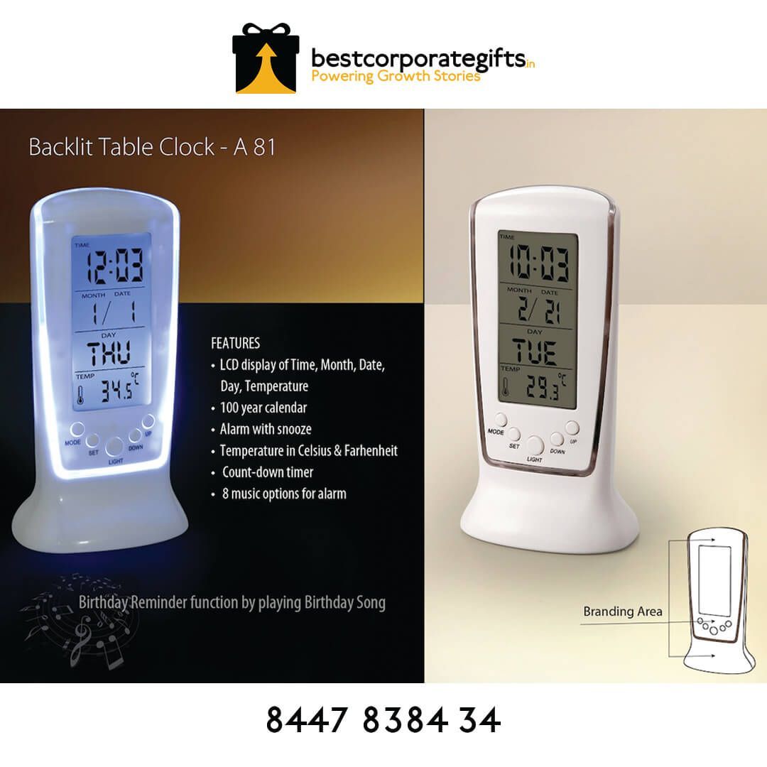 YuBingo Backlit Table Clock With LCD Display And Multiple Features - Corporate Gift | Product image 2
