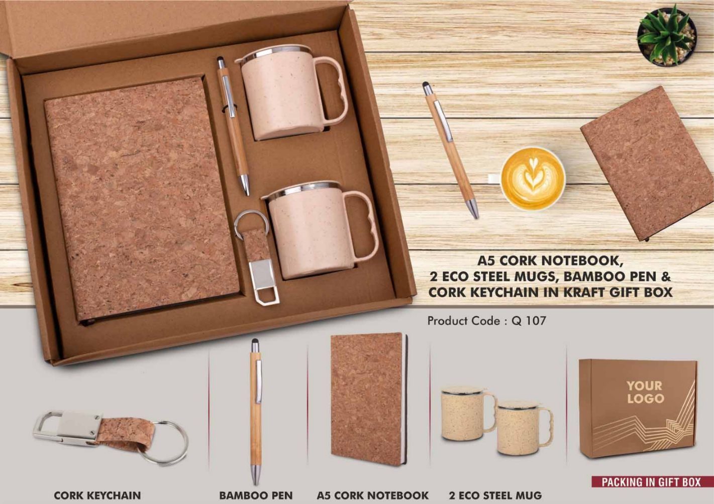 EcoSet 1 - Premium Eco-Friendly Gift Set with Notebook, Mugs, Pen & Keychain - View 5
