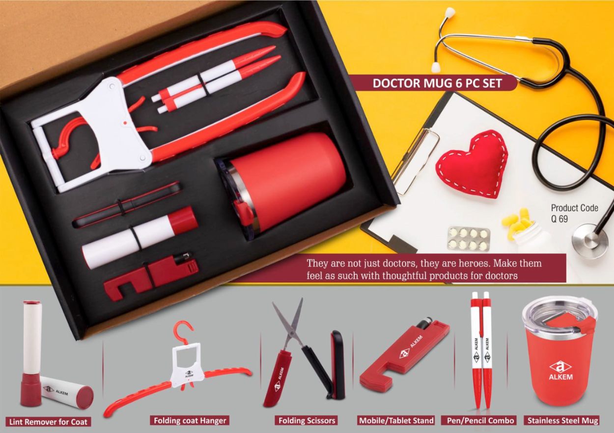 Doctor Mug Set: Folding Coat Hanger, Lint Remover, Scissors, Mobile/Tablet Stand, Pen/Pencil Combo - View 2