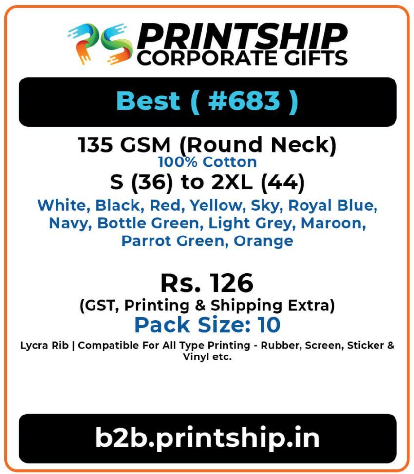 Best 683 Round T-Shirt Corporate Gift - Colour 1