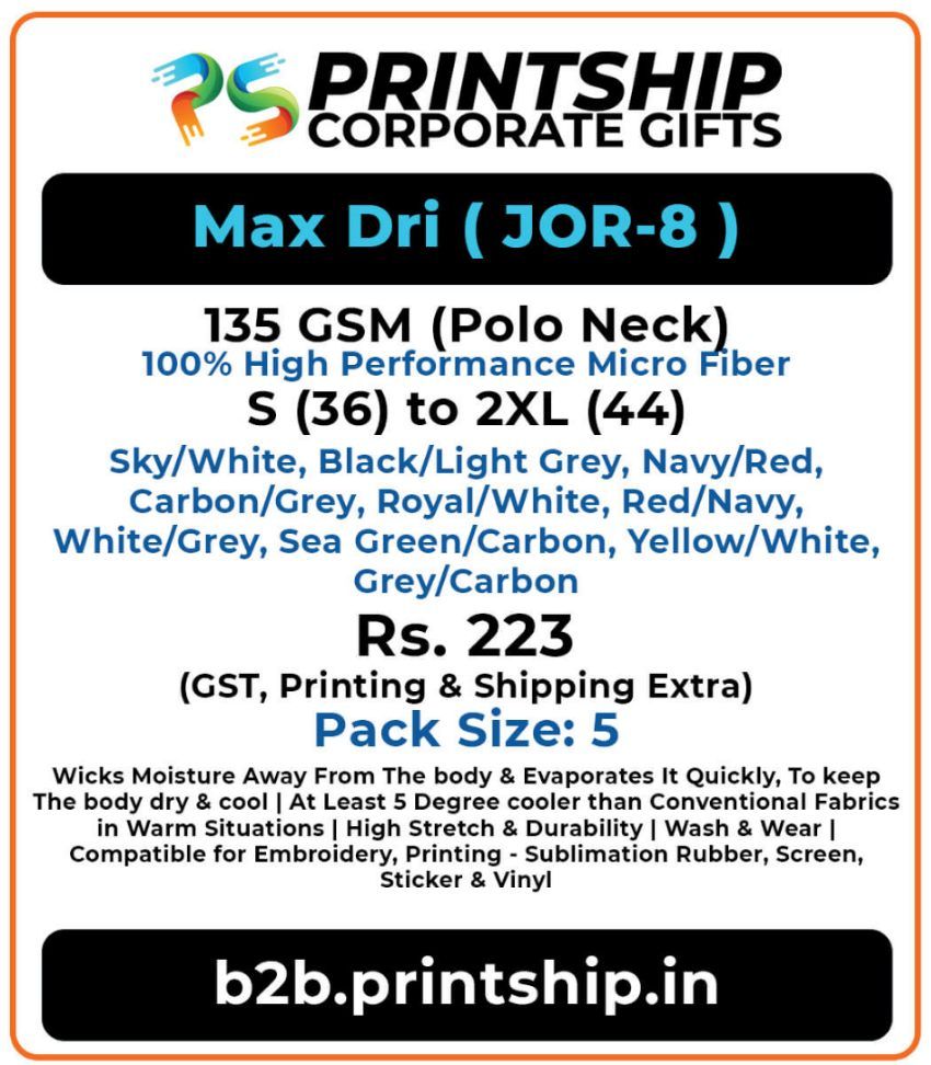 Max Dri JOR-8 Polo T-Shirt Corporate Gift - Colour 2
