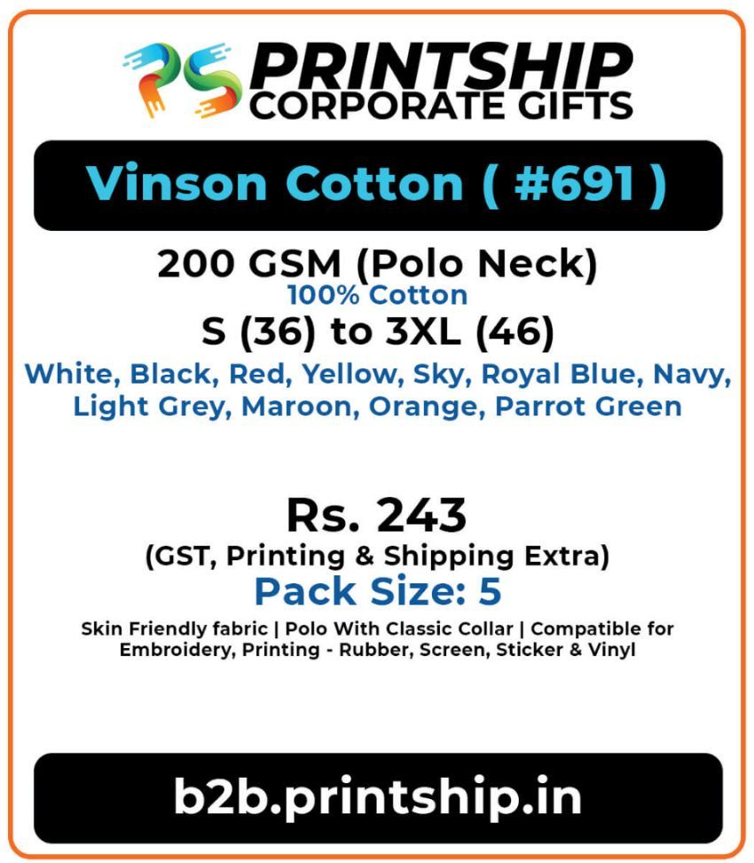 Vinson Cotton Polo T-Shirt Corporate Gift - Colour 2