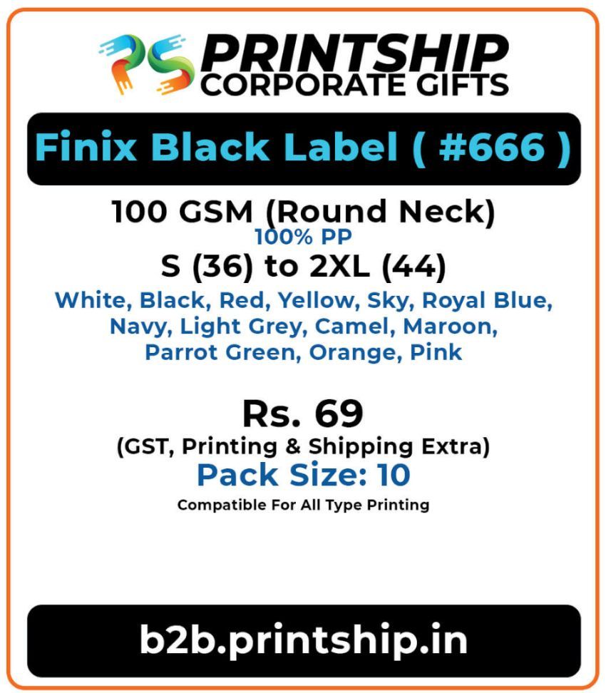 Finix Black Label Round T-Shirt Corporate Gift - Colour 1