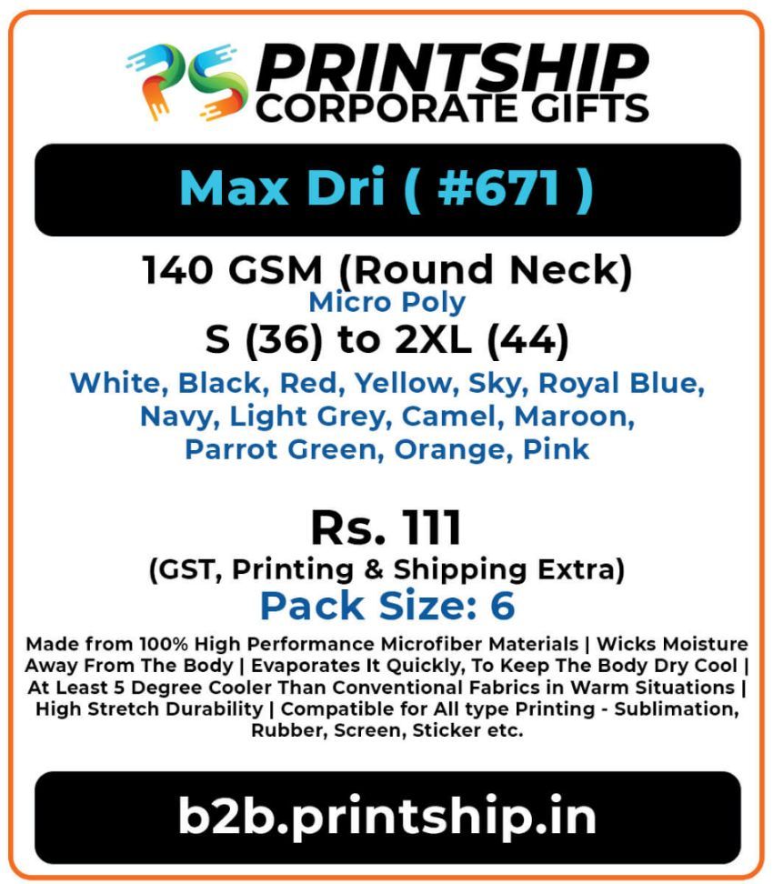 Max Dri 671 Round T-Shirt Corporate Gift - Colour 2