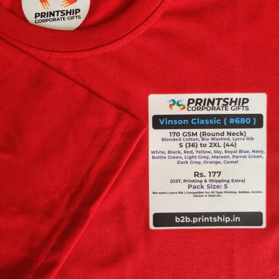 Vinson Classic Round T-Shirt Corporate Gift - Colour 1
