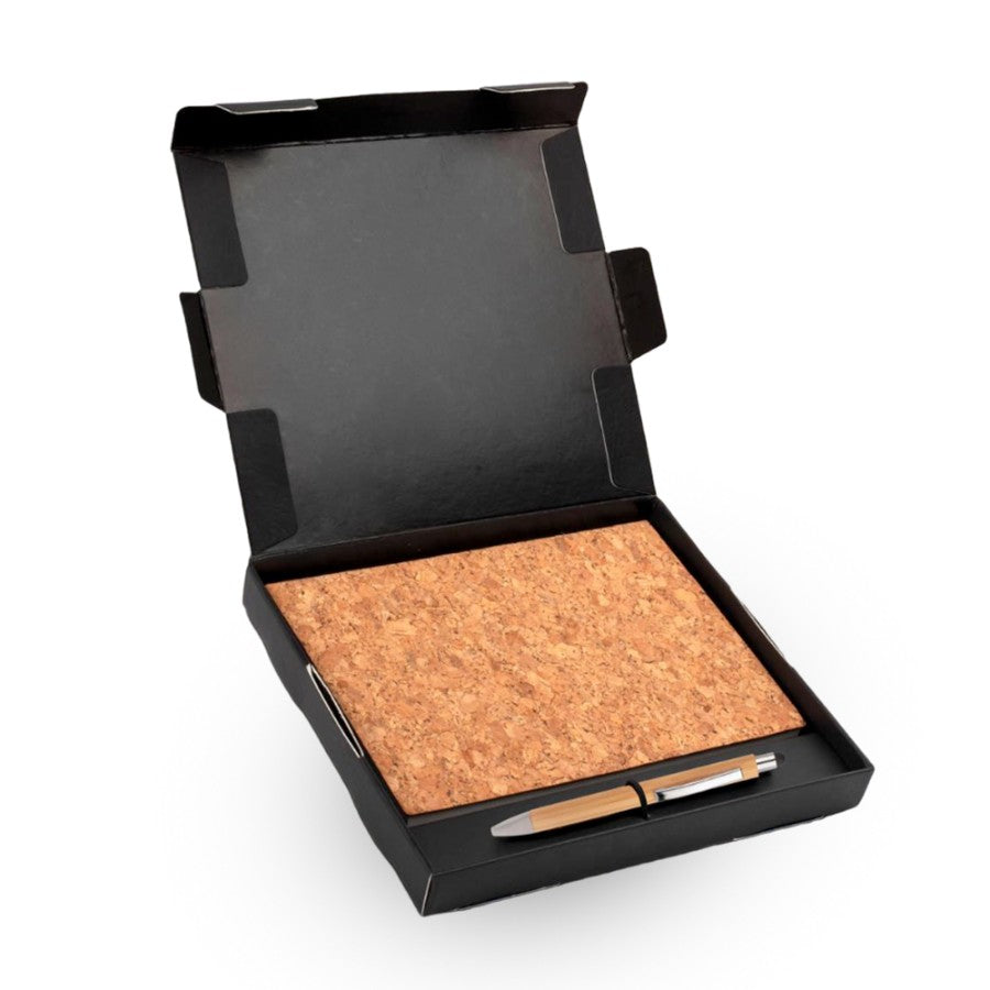 YuBingo Cork Notebook With Bamboo Stylus Pen | Gift Set In Black Texture Box - Corporate Gift - product image