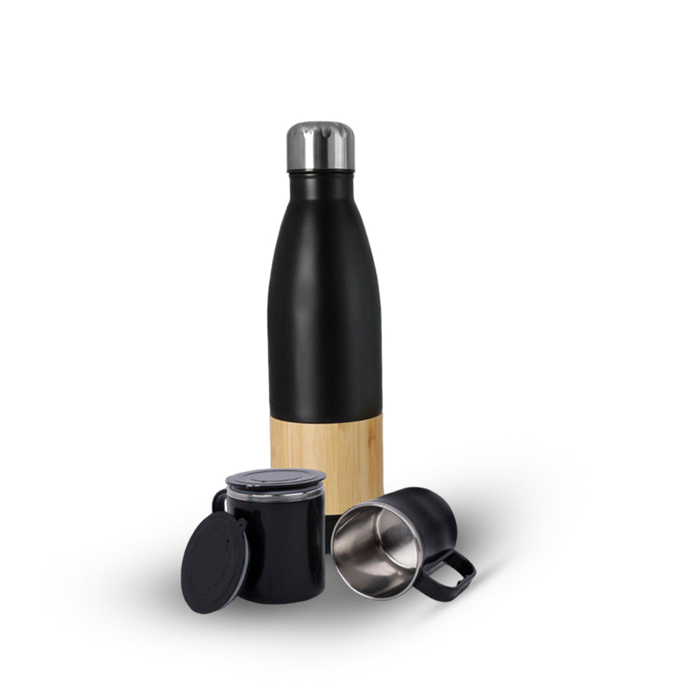 YuBingo Set Of Bamboo Cola Vacuum Flask With 2 Stainless Steel Cups In Gift Box - Corporate Gift Set - product image