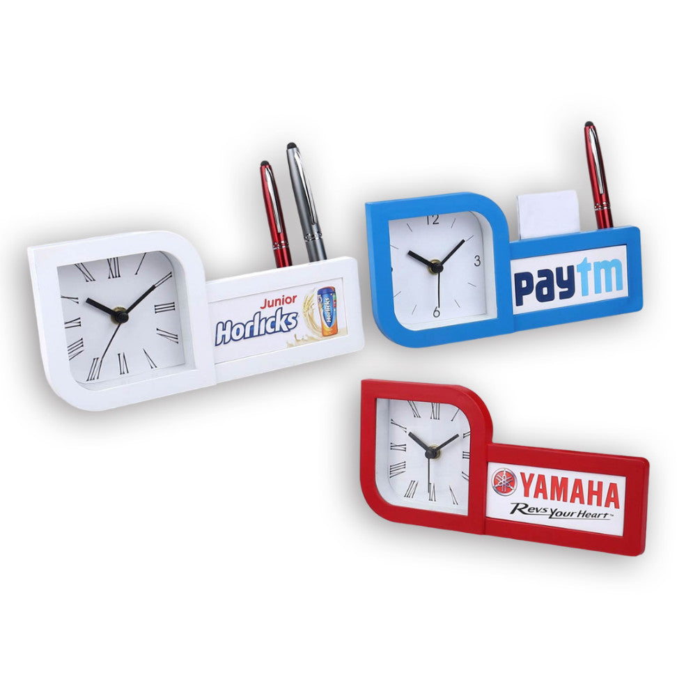 YuBingo Clock With Pad And Pen Holder | Custom Branding Ready | Table Clock - Corporate Gift | YuBingo corporate table clock gift