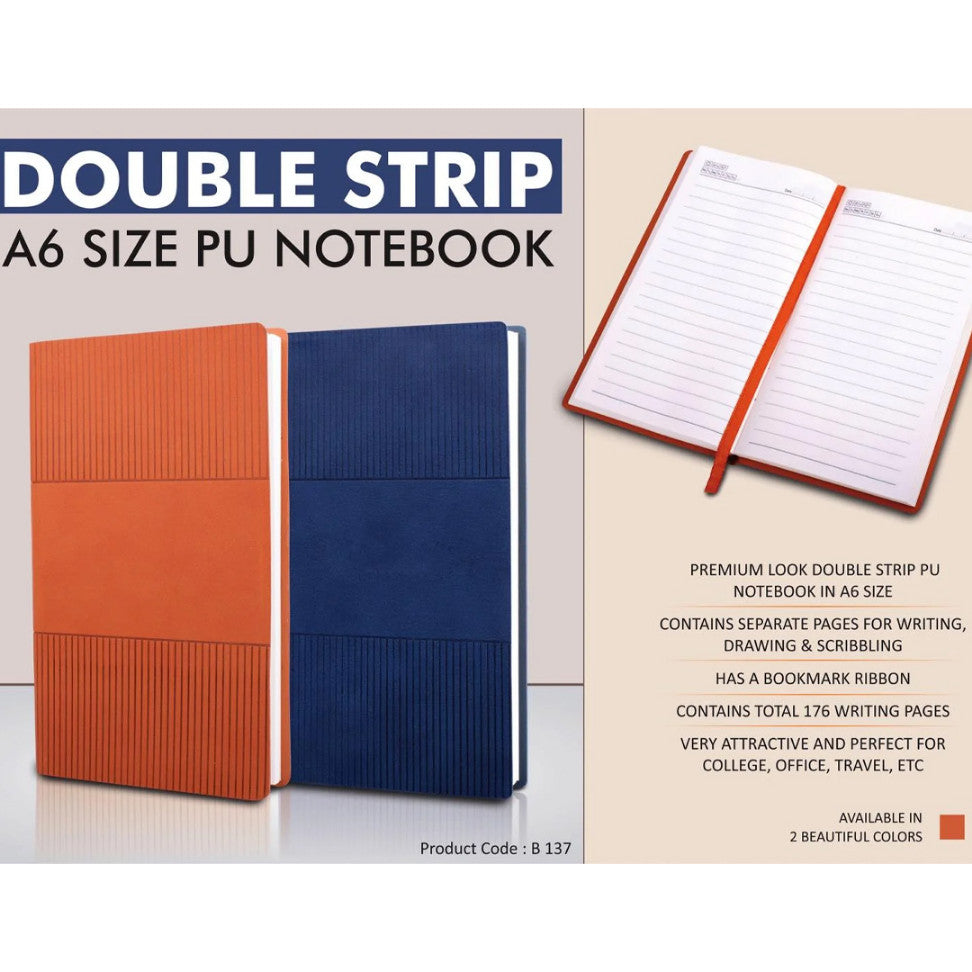 YuBingo Double Strip A6 PU Notebook - Corporate Gift