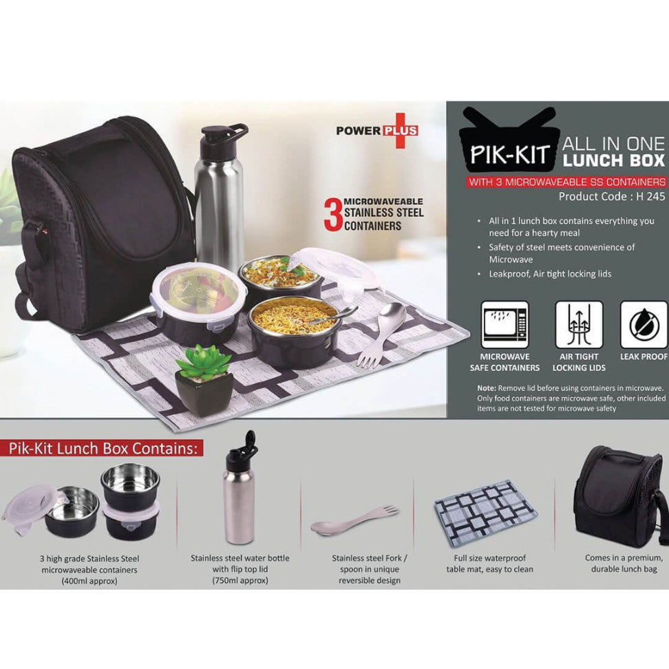 YuBingo PIK-KIT Mini: Lunch Box Combo with 3 Microwaveable SS Containers and Water Bottle - Corporate Gift | Product image 2