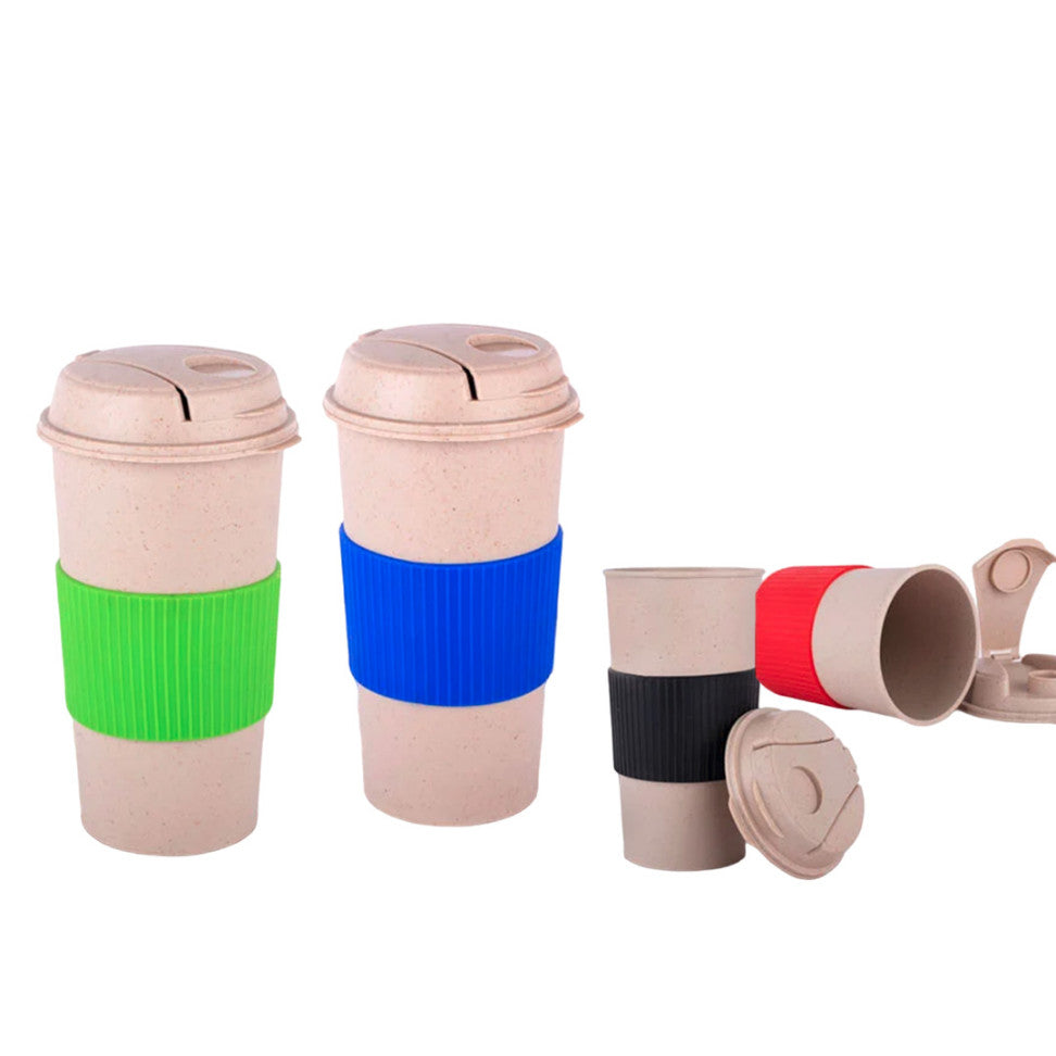 YuBingo H275 - Tall Bamboo Coffee Mug: Eco-Friendly Mug With Flip Top Lid And Anti-Scald Sleeve - 500ml - Corporate Gift | YuBingo corporate gift