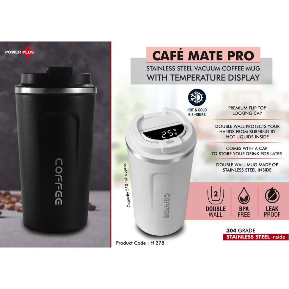 YuBingo H278 - Cafe Mate Pro: Stainless Steel Vacuum Coffee Mug With Temperature Display - 510ml - Corporate Gift | Product image 2