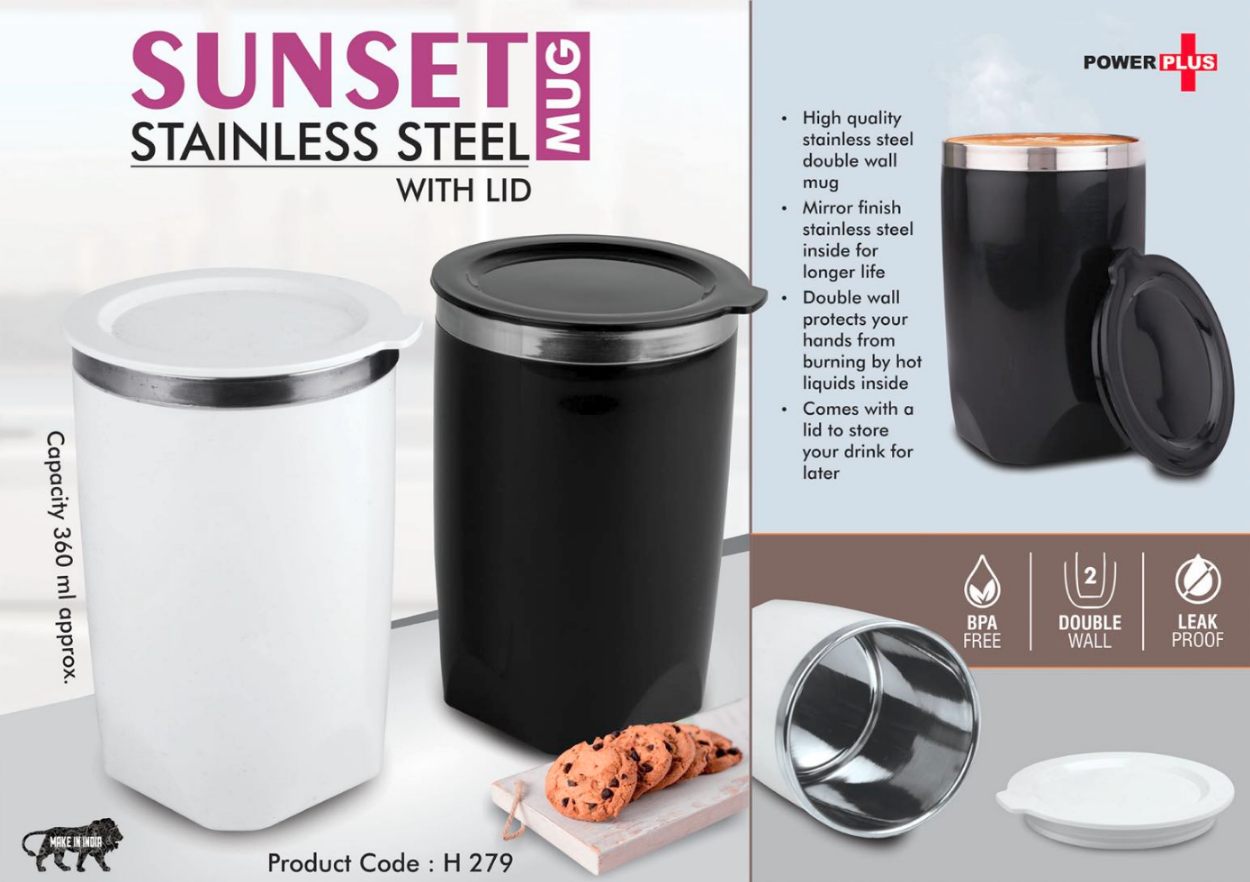YuBingo H279 - Sunset: Stainless Steel Mug With Lid - 360ml - Corporate Gift | Product image 2