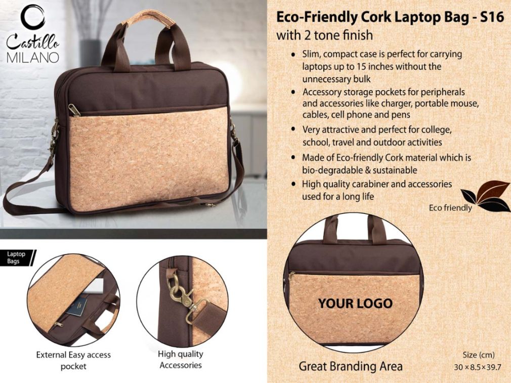 YuBingo Eco-Friendly Cork Laptop Bag With 2-Tone Finish - Corporate Gift | Product image 2