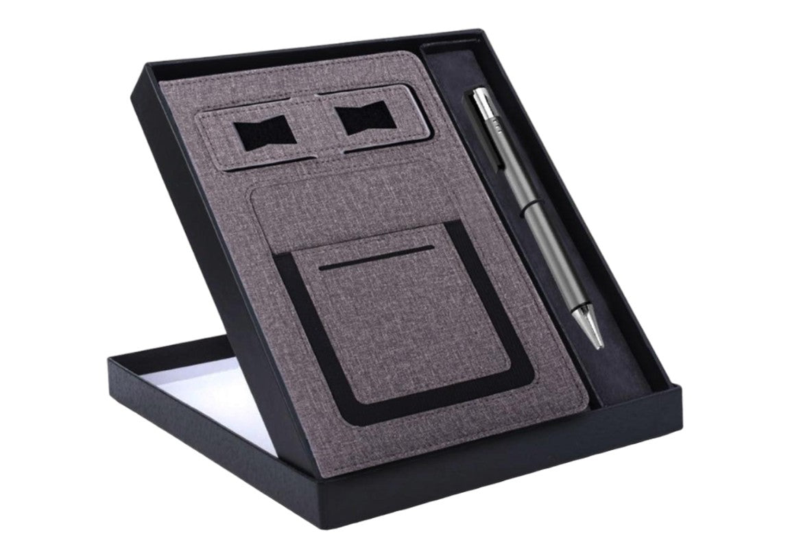 Gray Notebook Gift Set: Multifunction Notebook With Classy Metal Pen - View 2