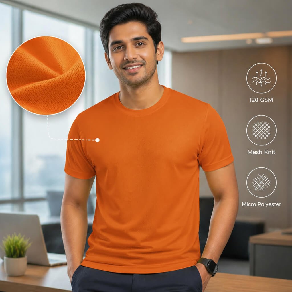 NirmalPlus Neon Orange round-neck T-shirt for corporate gifting
