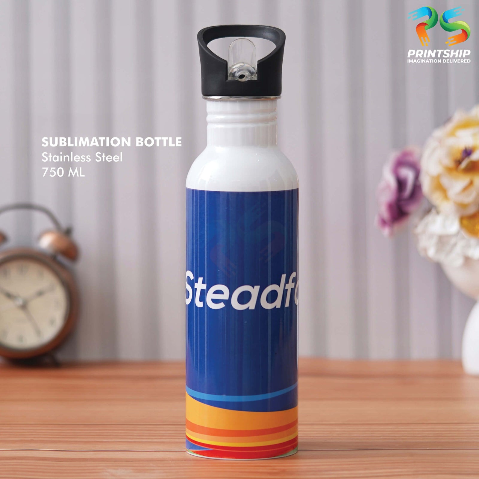 YuBingo 750 ML Stainless Steel Bottle with Sipper Cap - Corporate Drinkware Gift - Water Bottles by YuBingo
