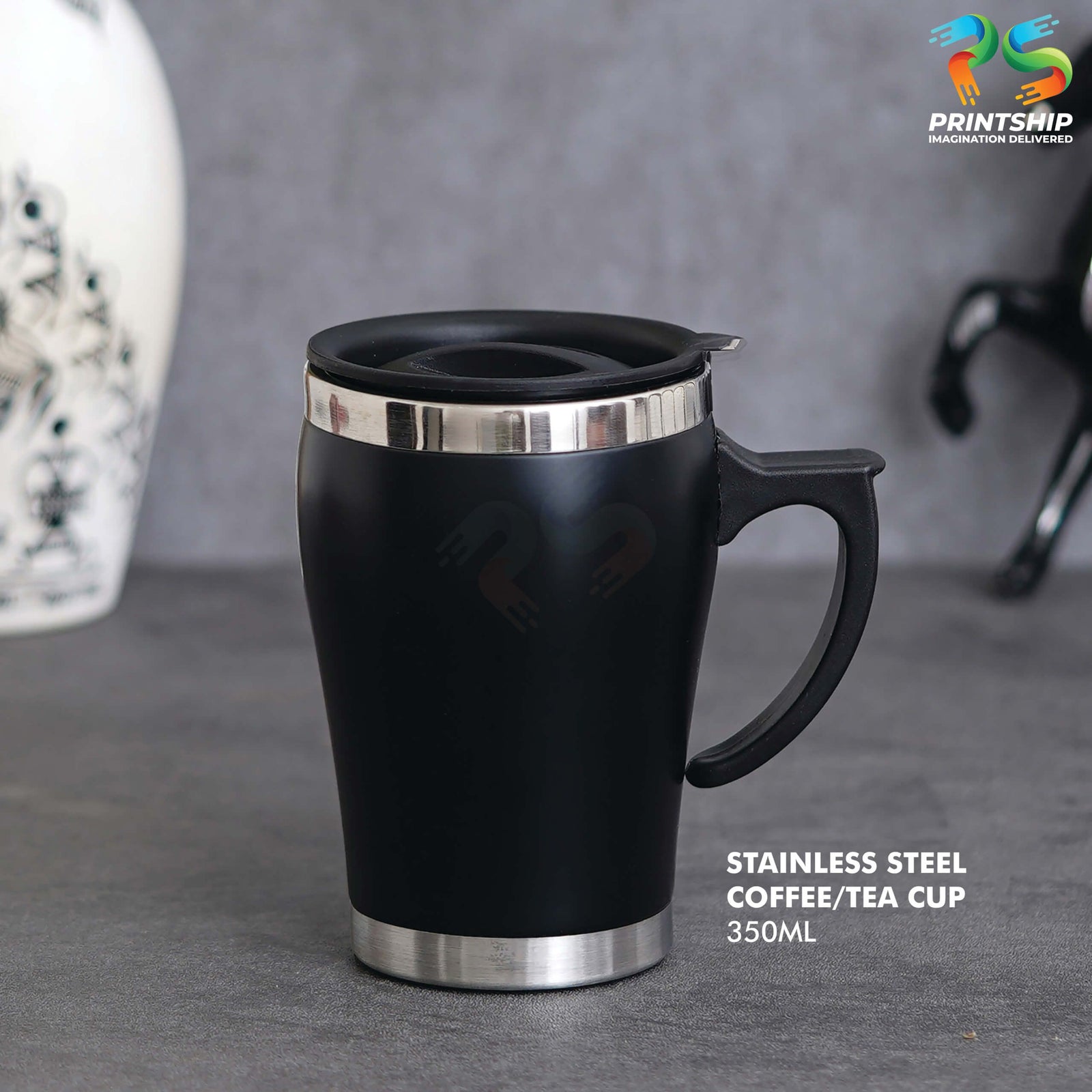 YuBingo Black Stainless Steel 350ML Coffee/Tea Mug With Black Cap - Corporate Gift | YuBingo corporate gift